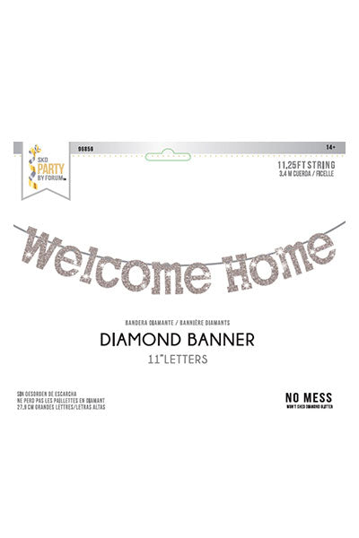 11" Diamond Welcome Home Banner - Silver