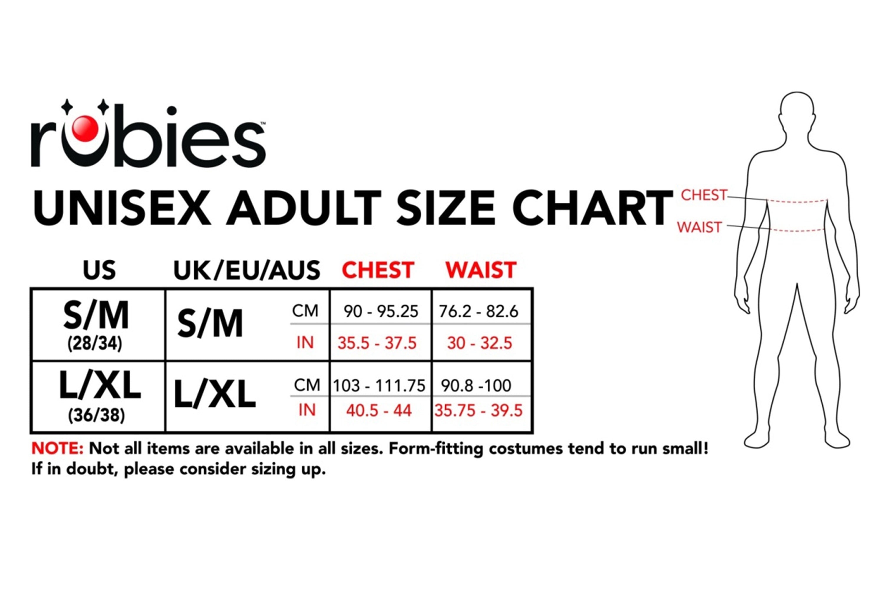 Size Charts Rubies II LLC.